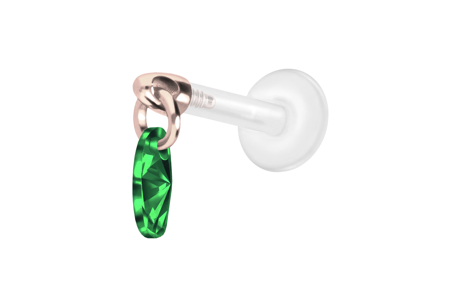PTFE Labret Piercing mit Innengewinde + Titan-Aufsatz KRISTALLOVAL
